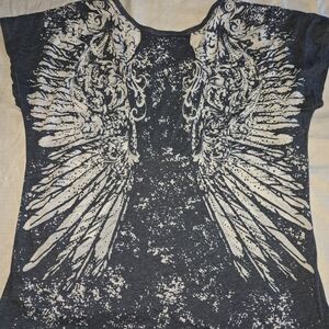 Maurices Navy Wing Print Short Sleeve Tee